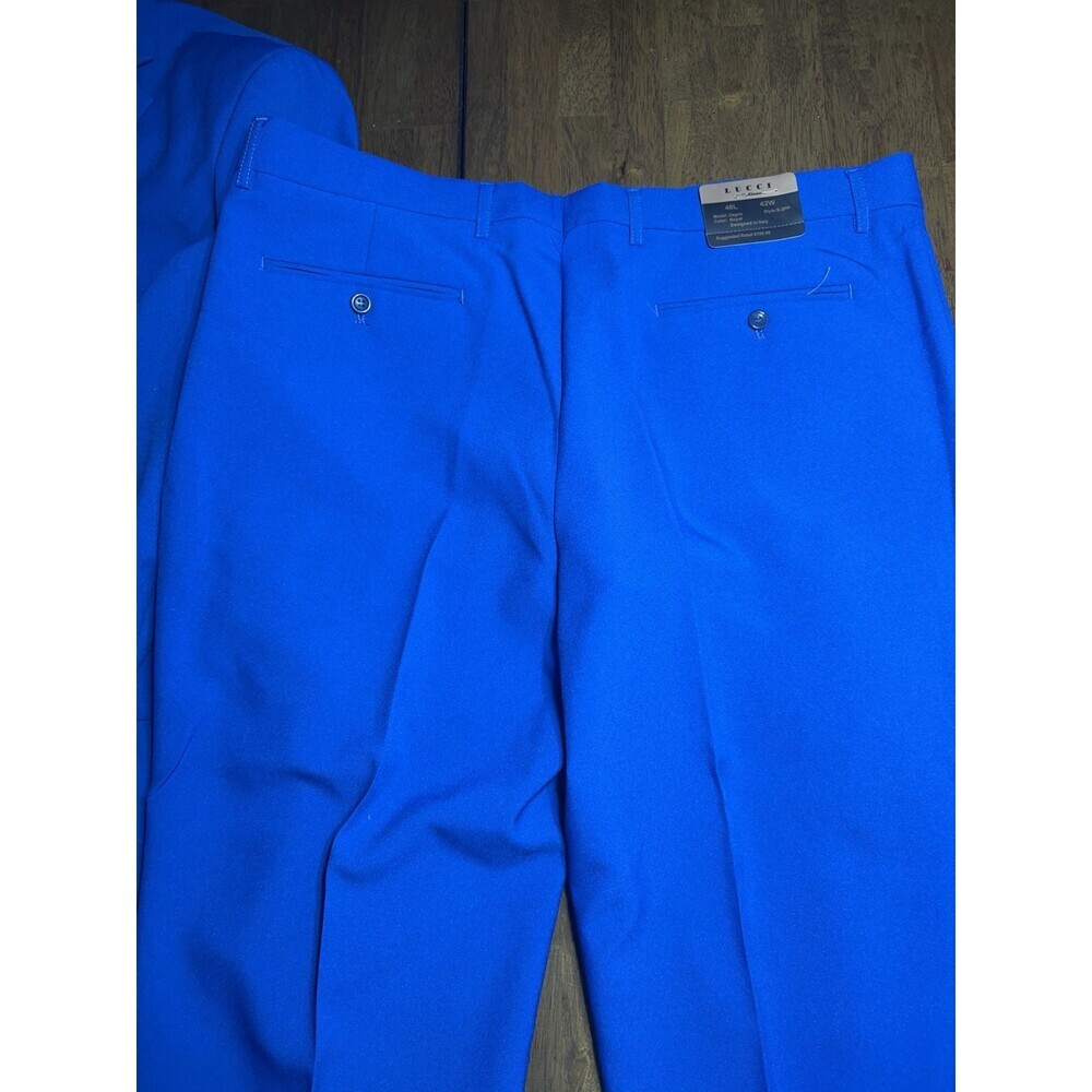 Lucci Suit NWT Sz 48L. Royal Blue, Pants Are 42x 48 Unhemed. Made In Italy - Picture 3 of 13